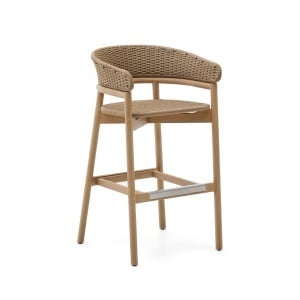 Scaun exterior bar bej din lemn Arinella High Kave Home