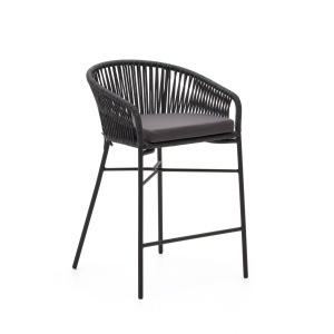 Scaun exterior bar negru din metal Yanet Low Kave Home