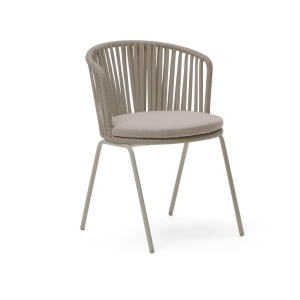 Scaun exterior dining bej din metal Saconca Kave Home