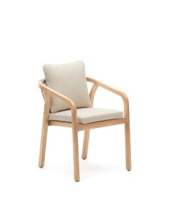 Scaun exterior dining bej/maro din lemn Malaret Kave Home