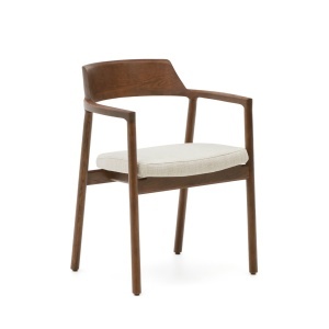 Scaun exterior dining crem/maro inchis din lemn Alocs Kave Home