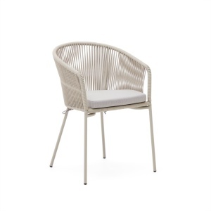 Scaun exterior dining ecru din metal Yanet Kave Home