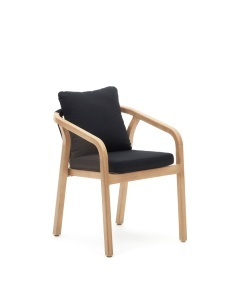 Scaun exterior dining negru/maro din lemn Malaret Kave Home