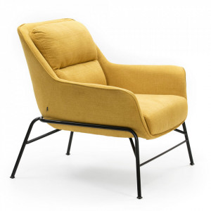 Scaun lounge galben mustar din textil si metal Sadira Teulat