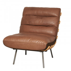 Scaun lounge maro din piele si fier Texas LifeStyle Home Collection