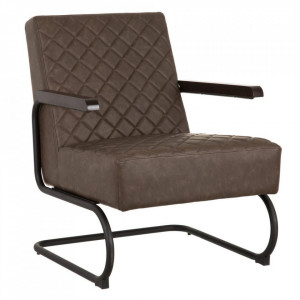 Scaun lounge maro din poliuretan si fier Salta The Home Collection