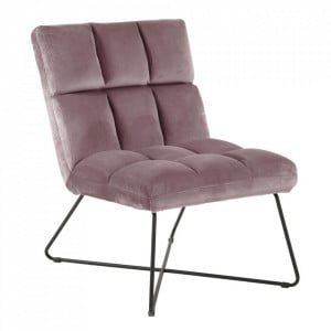 Scaun lounge roz prafuit/negru din textil si metal Alba Actona Company