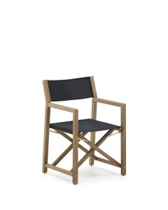 Scaun pliabil exterior negru din textil Vilara Kave Home