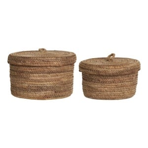 Set 2 cosuri cu capac maro din fibre naturale Whores House Nordic