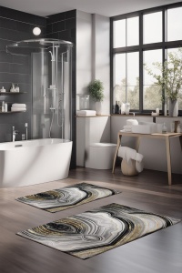 Set 2 covorase de baie multicolore din fibre sintetice CT-5025 The Home Collection