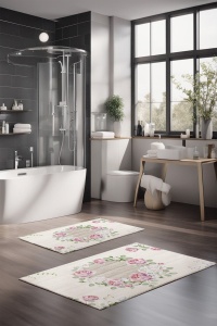Set 2 covorase de baie multicolore din fibre sintetice CT-5221 The Home Collection