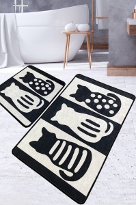 Set 2 covorase de baie multicolore din fibre sintetice Meo The Home Collection