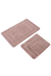 Set 2 covorase de baie roz din fibre sintetice Cerceve The Home Collection