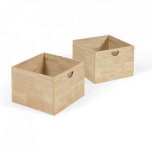 Set 2 cutii maro din lemn de pin Nunila Kave Home