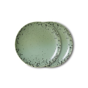 Set 2 farfurii pentru desert verde din ceramica 18 cm 70s Fleck HKliving