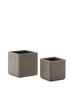 Set 2 ghivece maro din ceramica Minoa Low Kave Home