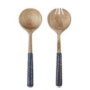 Set 2 linguri pentru servire maro din lemn Lorenzo Madam Stoltz
