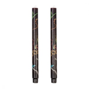Set 2 lumanari multicolore din fibre naturale 27 cm Snakes Black Seletti