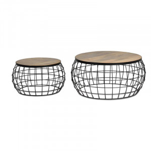 Set 2 mese laterale maro din lemn Lume Giner y Colomer