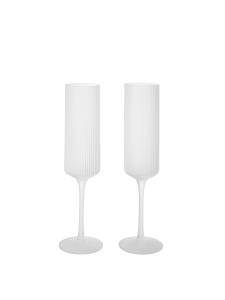 Set 2 pahare pentru sampanie albe din sticla 150 ml Ripple Frosted Ferm Living