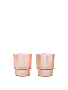 Set 2 pahare roz din plastic 7x8 cm Ripple Ferm Living