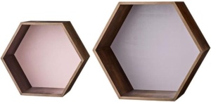 Set 2 rafturi maro din lemn Hexagonal Bloomingville