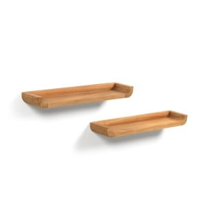 Set 2 rafturi pentru baie maro din lemn 50 cm Shamel Kave Home