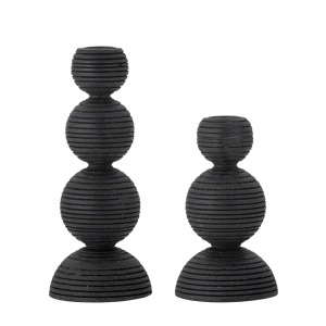 Set 2 suporturi lumanare negre din lemn Kipp Bloomingville