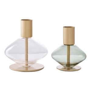 Set 2 suporturi lumanare transparent/aurie din metal Tag House Nordic