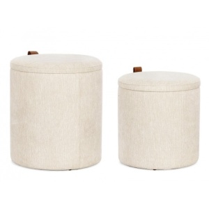 Set 2 taburete rotunde gri din textil Katia Storage Bizzotto