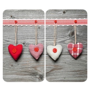Set 2 tocatoare dreptunghiulare multicolore din sticla 30x52 Universal Hearts Wenko