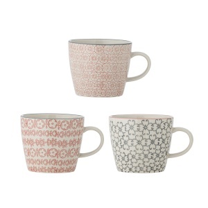 Set 3 cani multicolore din ceramica 380 ml Cecile Bloomingville