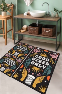 Set 3 covorase de baie multicolore din fibre sintetice Snake Trinket The Home Collection