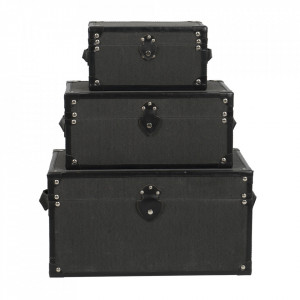 Set 3 cufere gri din poliester si MDF Olivia Margit Brandt