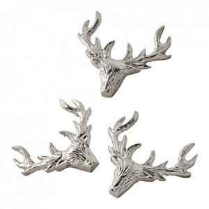 Set 3 decoratiuni pentru lumanari argintii din aluminiu 4 cm Elk Edzard