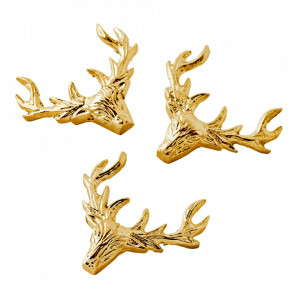 Set 3 decoratiuni pentru lumanari aurii din aluminiu 4 cm Elk Edzard