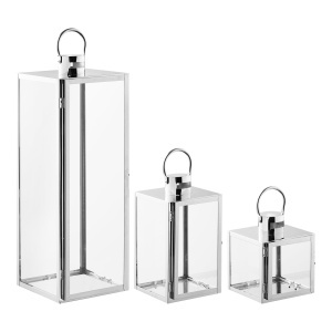 Set 3 felinare din metal argintiu Pota House Nordic