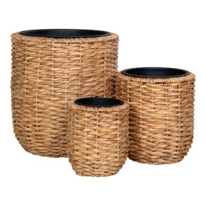Set 3 suporturi pentru ghiveci maro din fibre naturale Hanoi House Nordic