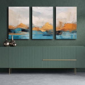 Set 3 tablouri multicolore din fibre naturale 45x70 cm 3P4570GSC-011 The Home Collection