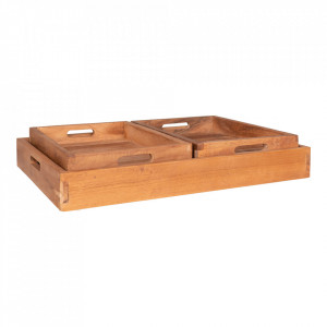 Set 3 tavi dreptunghiulare din lemn maro Faro House Nordic