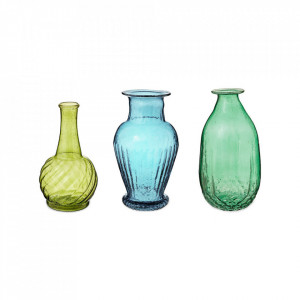 Set 3 vaze multicolore din sticla 16 cm Forest Pip Studio