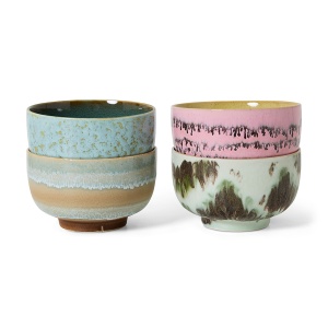 Set 4 boluri multicolore din ceramica 14 cm 70s ceramics Dada HKliving