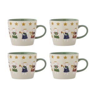 Set 4 cani multicolore din ceramica 300 ml Peo Bloomingville