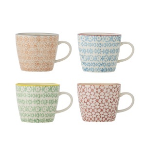 Set 4 cani multicolore din ceramica 380 ml Carla Bloomingville