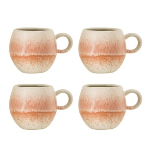 Set 4 cani portocalii din ceramica 275 ml Paula Bloomingville