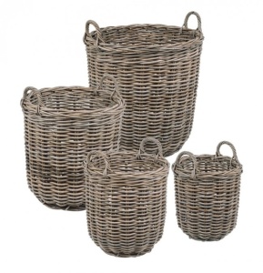 Set 4 cosuri maro din ratan Narra Round Bizzotto