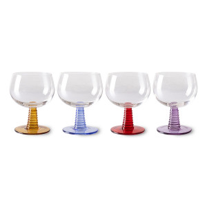 Set 4 pahare pentru vin multicolore din sticla 350 ml Swirl HKliving