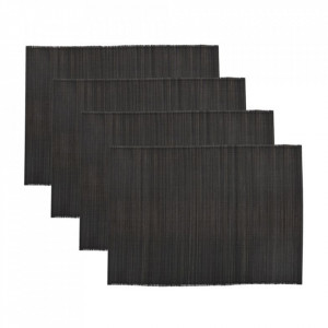 Set 4 protectii masa dreptunghiulare negre din bambus 33x45 cm Bamb House Doctor