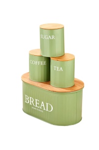 Set 4 recipiente cu capac verzi din metal M0265 The Home Collection