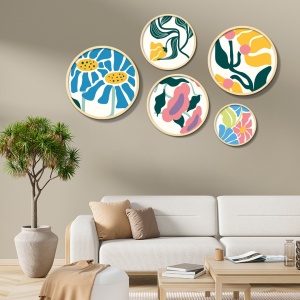 Set 5 tablouri multicolore din lemn Yats-02 The Home Collection